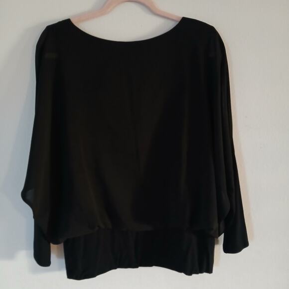 Joseph A black boho sheer batwing blouse with built-in tank size L - Picture 3 of 6